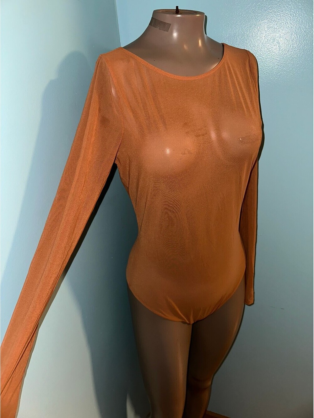 PARADE Coral Sheer Mesh Recycled Nylon Activewear Bodysuit L